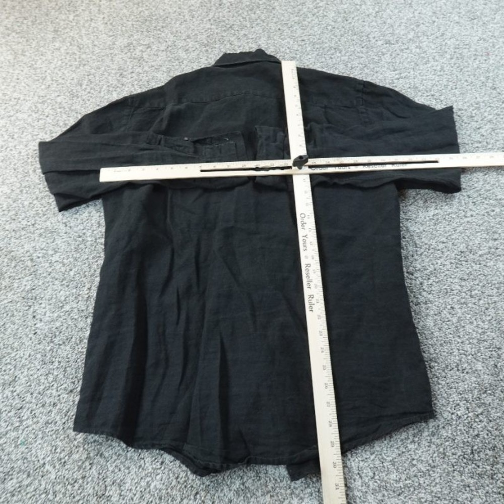 Tasso Elba Shirt Mens S Black Linen Chambray Button Up Long Sleeve Lightweight - Picture 5 of 9